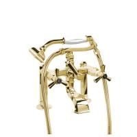 Stella Eccelsa Смеситель на борт ванны на 2 отверстия 3274RG306FB с ручным душем, цвет: золото 24К