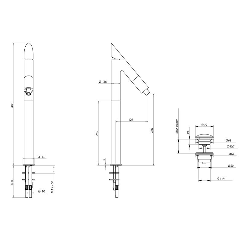 Bongio Mini One Смеситель для раковины, h485 мм, цвет хром