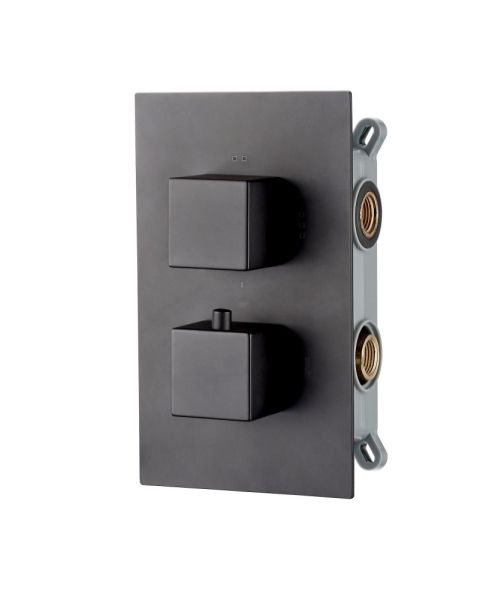 AQG QU Therm, встраиваемый смеситель для душа c термостатом на 2 выхода , цвет черный матовый