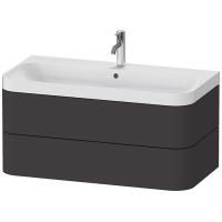 Duravit Happy D.2 Plus Тумба подвесная с умывальником 975х490х468 мм, с 1отв под смес., 2 ящ., выпуск и сифон в комплекте, цвет тумбы Графит супермат