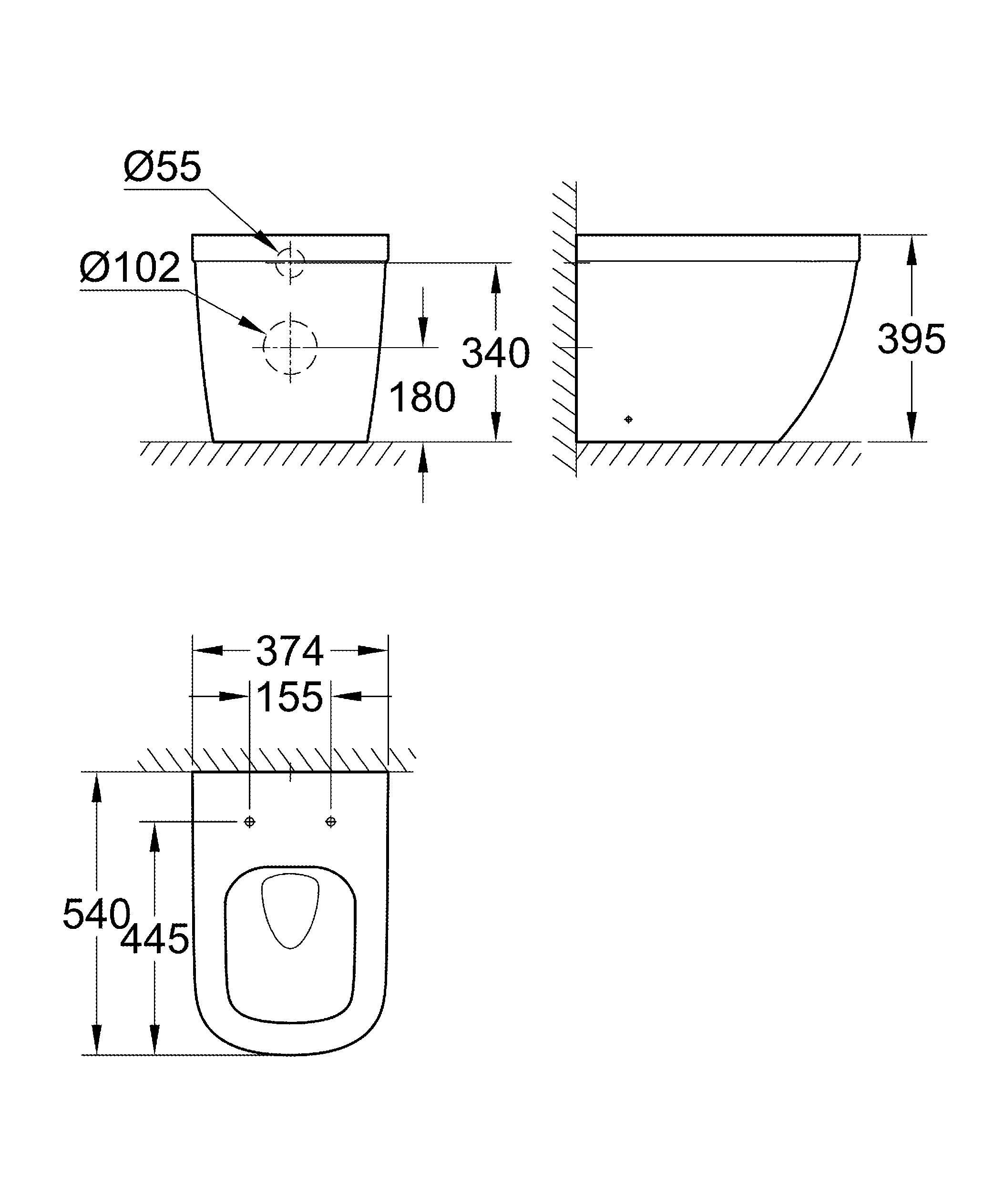 Унитаз напольный приставной безободковый GROHE Euro Ceramic (без сиденья), альпин-белый (39339000) Унитаз напольный приставной безободковый GROHE Euro Ceramic (без сиденья), альпин-белый (39339000)