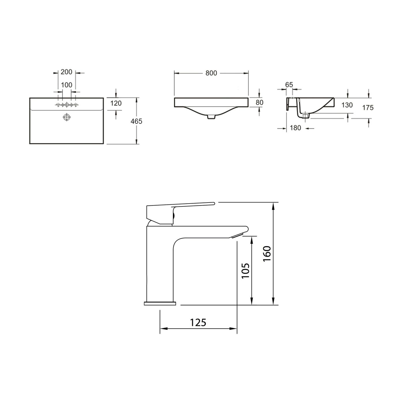 Комплект 2 в 1 Lavinia Boho Bathroom Sink 21510373, врезная фарфоровая раковина 80 см, смеситель