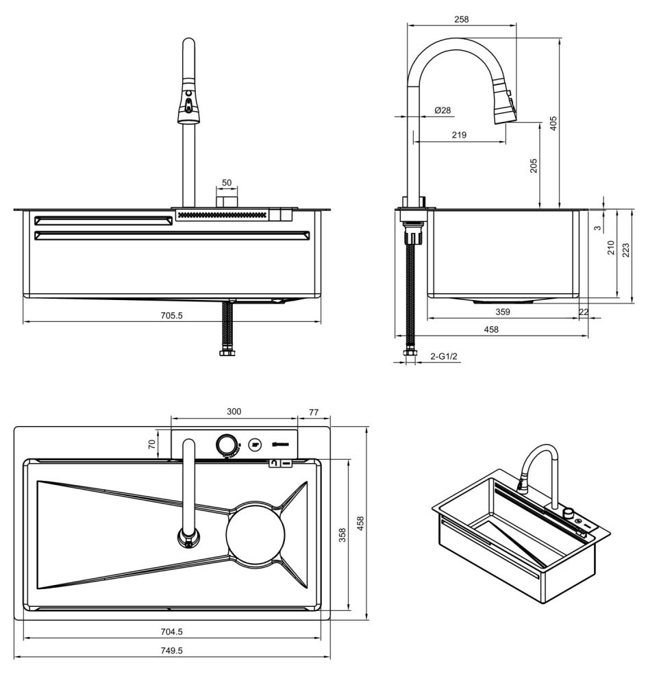 Мойка многофункциональная ПРОФСАН (PSM-9943ST), артикул PSM-9943ST