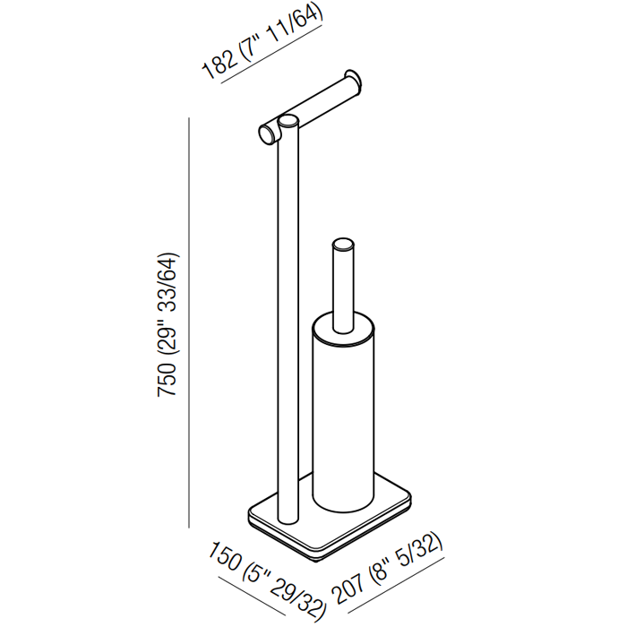 Agape Dot line Напольная стойка с туалетным ёршиком и держателем т/б, цвет: коричневый дуб/черный мрамор Marquinia