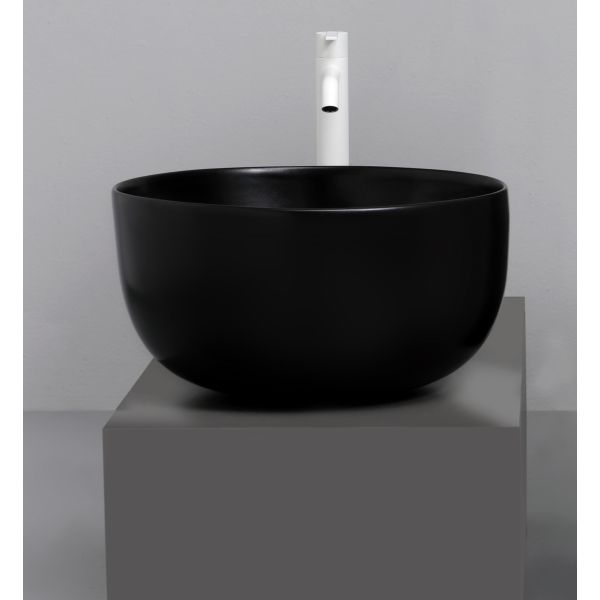 White Ceramic Dome, накладная круглая раковина Ø44,5x24h см, цвет черный матовый, артикул W030705