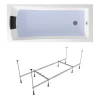 Комплект 3 в 1 Lavinia Boho One S1-3701004P, акриловая ванна 140x70 см, металлический каркас с монтажным набором, мягкий силиконовый подголовник