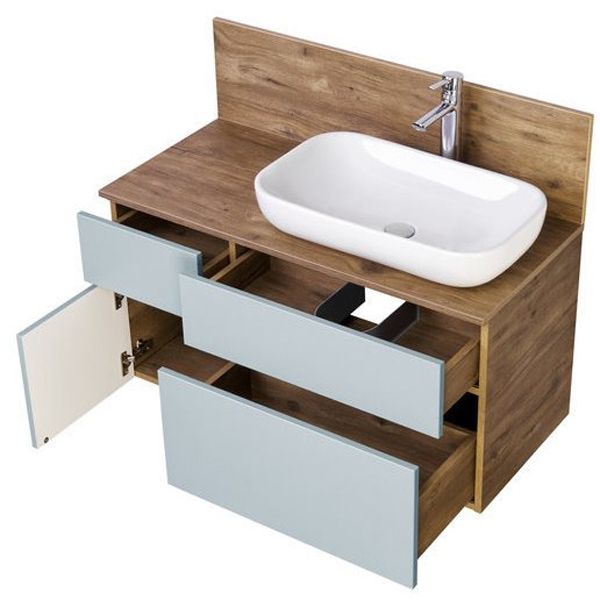 Тумба под раковину Акватон Мишель 100 1A244101MIX30 подвесная Дуб рустикальный Фьорд