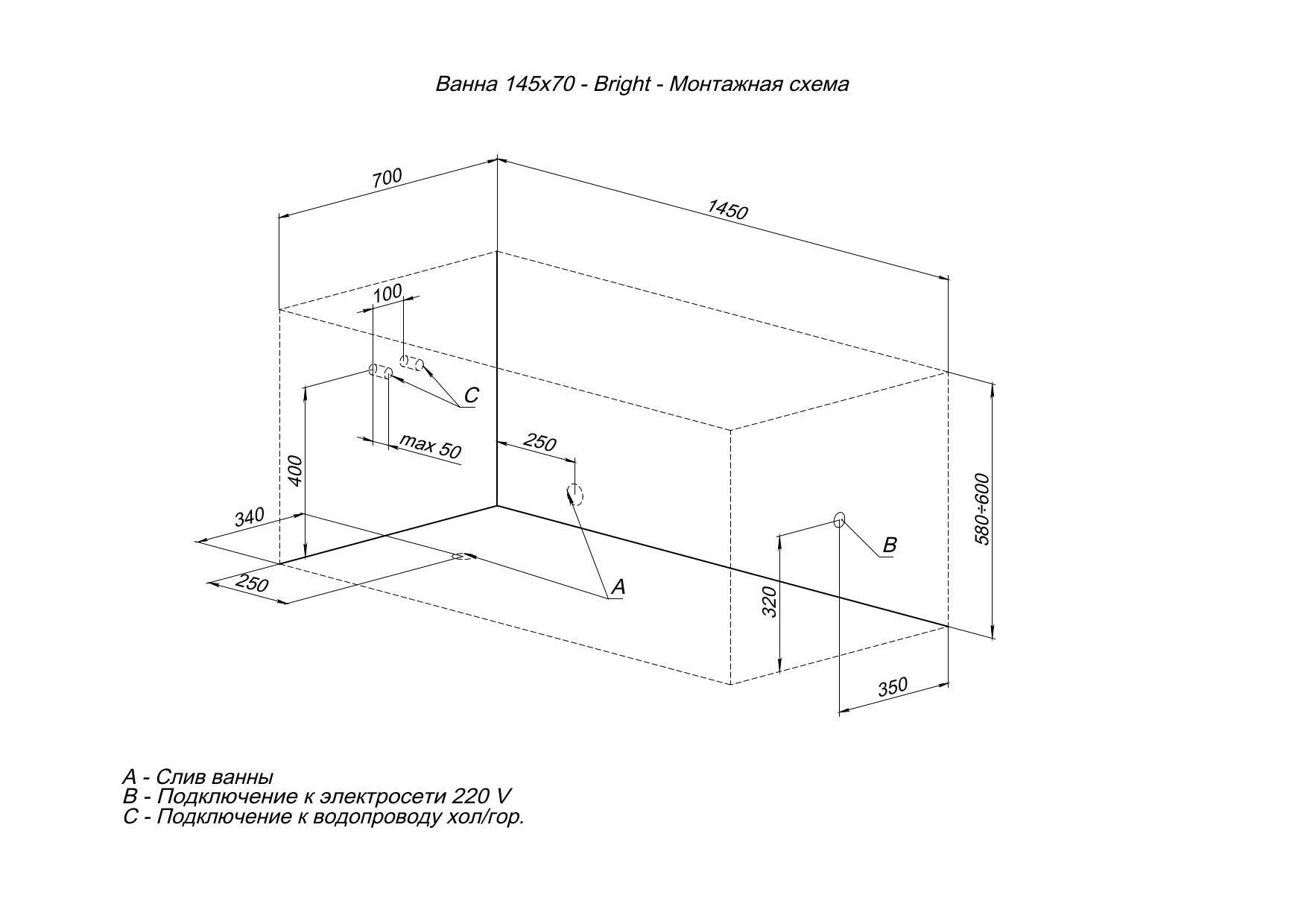 Акриловая ванна Aquanet Bright 145x70 (с каркасом) Акриловая ванна Aquanet Bright 145x70 (с каркасом)