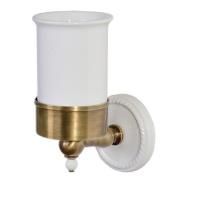 Devon DOROTHY стаканчик (керамика белая) для з/щеток настенный, держатель цвет: бронза/белый