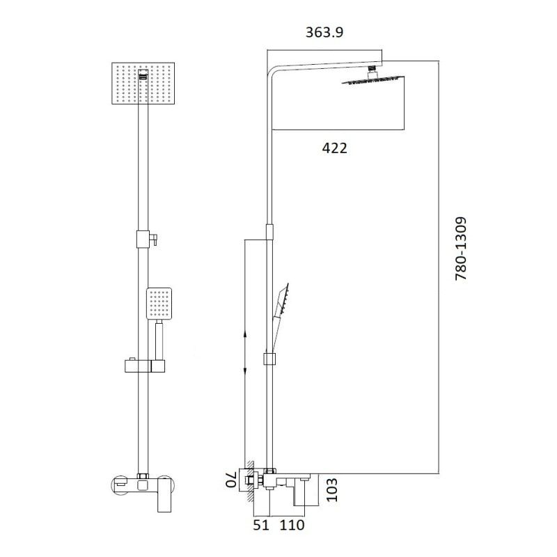 Душевая система D-Lin H10A24, черный