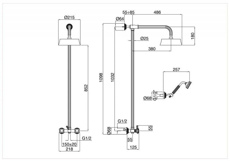 Душевая стойка со смесителем CEZARES OLIMP-CD