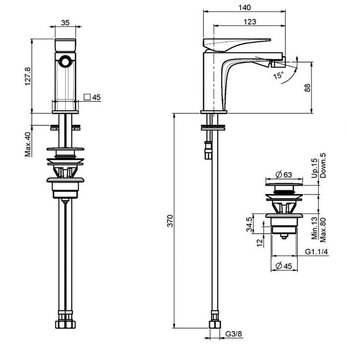 Смеситель для биде, Fima Carlo Frattini, Zeta, тип открывания воды-однорычажный, отверстия для монтажа-1, высота, мм-126.5, вынос излива, мм-128, донный клапан-есть, тип подводки-гибкий, стандарт подвода воды-3/8", цвет-хром Смеситель для биде, Fima Carlo Frattini, Zeta, тип открывания воды-однорычажный, отверстия для монтажа-1, высота, мм-126.5, вынос излива, мм-128, донный клапан-есть, тип подводки-гибкий, стандарт подвода воды-3/8", цвет-хром