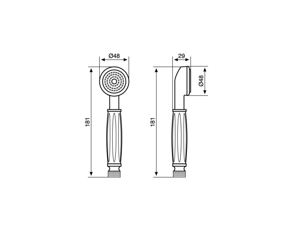Emmevi, круглая однорежимная лейка ручного душа из латуни, с керамической ручкой (для набора 130), цвет хром, артикул C02401/CR