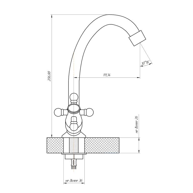 Смеситель для кухни Сантаком stOMEGA 3310-4, хром