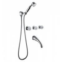 Bongio Rivoli Встраиваемый комплект для ванны- смеситель с  изливом, переключателем и ручным душем, цвет хром/cristallo 00