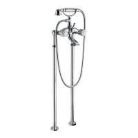 Bongio Fleur Noir Смеситель для ванны напольный с ручным душем, цвет хром/черный фарфор