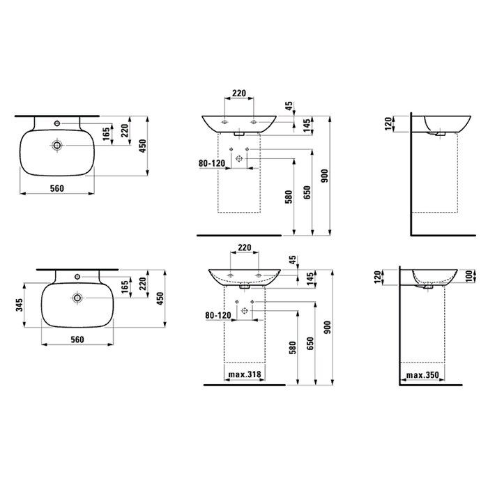 Laufen INO Раковина 560х450х120мм с 1 отв. под смеситель, подвесная, с покр. LLC, цвет: белый Laufen INO Раковина 560х450х120мм с 1 отв. под смеситель, подвесная, с покр. LLC, цвет: белый