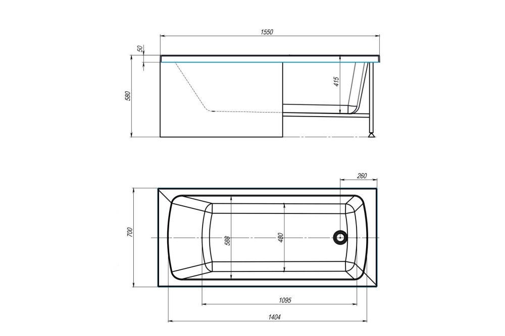 Акриловая ванна Royal Bath  VIENNA RB953502 155x70x58, артикул RB953502