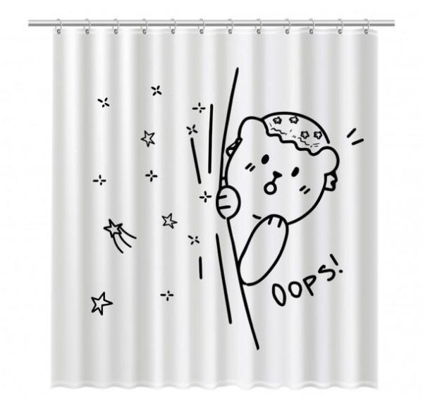 Шторка для ванны Fixsen Teddy Oops FX-2505 Белая Черная