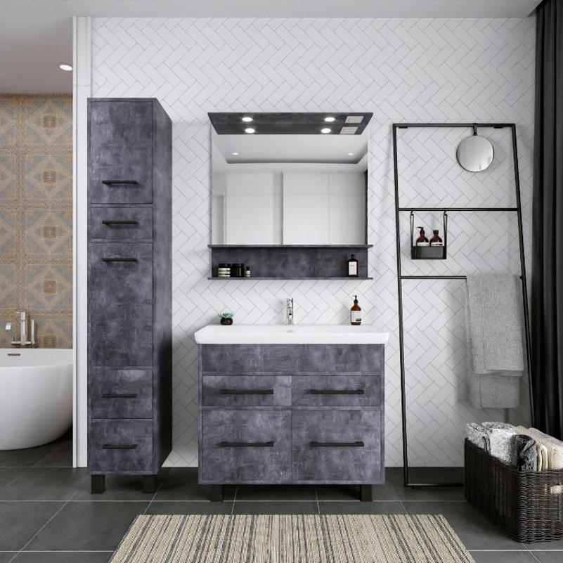 Тумба под раковину напольная Бриклаер ЧИЛИ цемент, 90 см, артикул 4627125415241