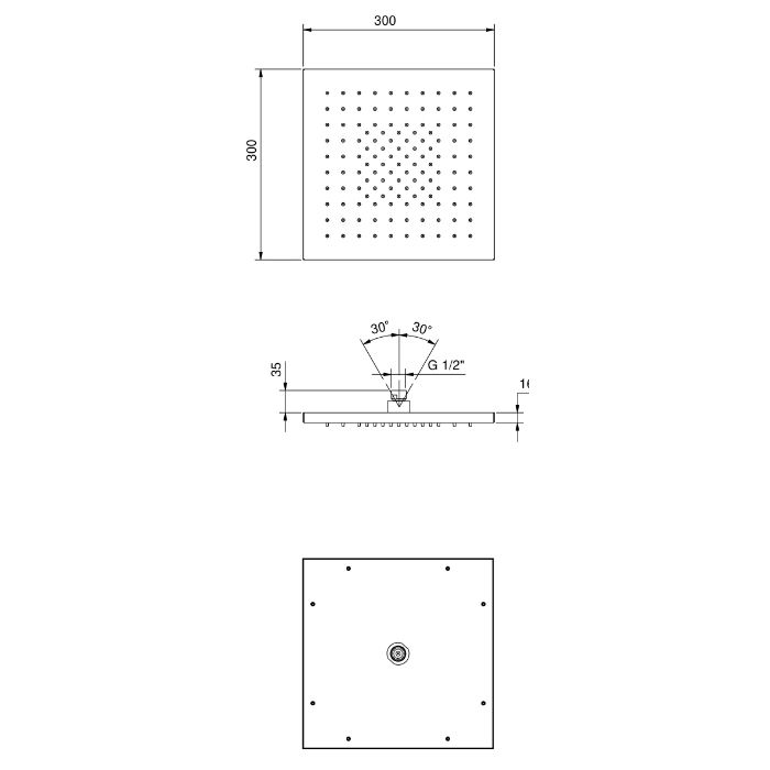 FANTINI Верхний душ 300х300 мм., цвет Matt British Gold PVD