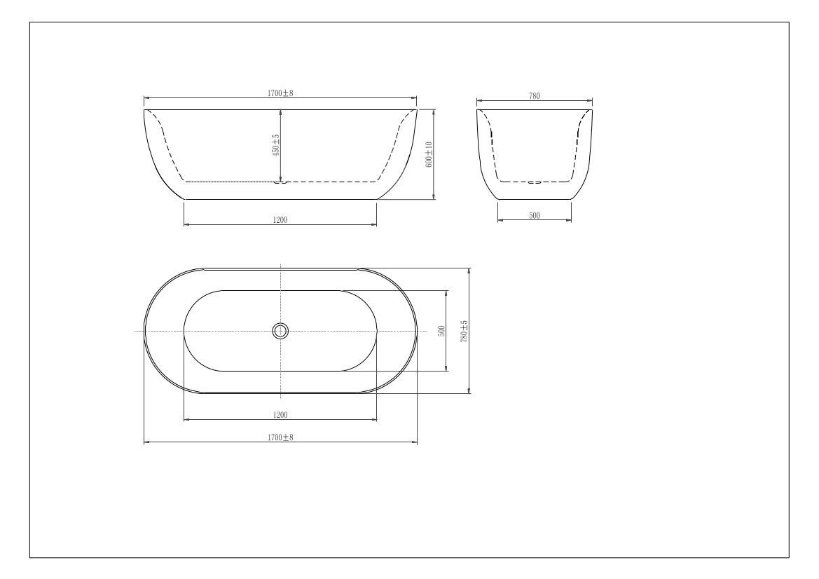 Ванна акриловая,отдельностоящая, AQUATEK AQ-144778BL АФИНА 1700 * 780 * 600. В комплекте со сливом и ножками.Цвет: черный глянцевый.