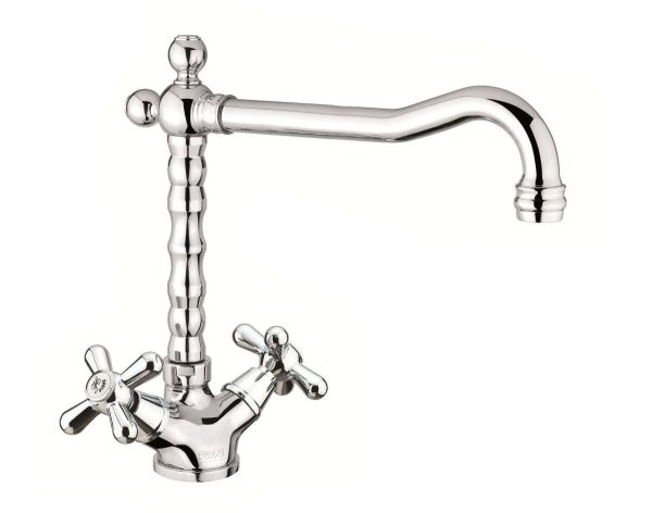 Fiore Margot, двухвентильный смеситель для кухни (поворотный излив 28 см), без донного клапана, цвет хром