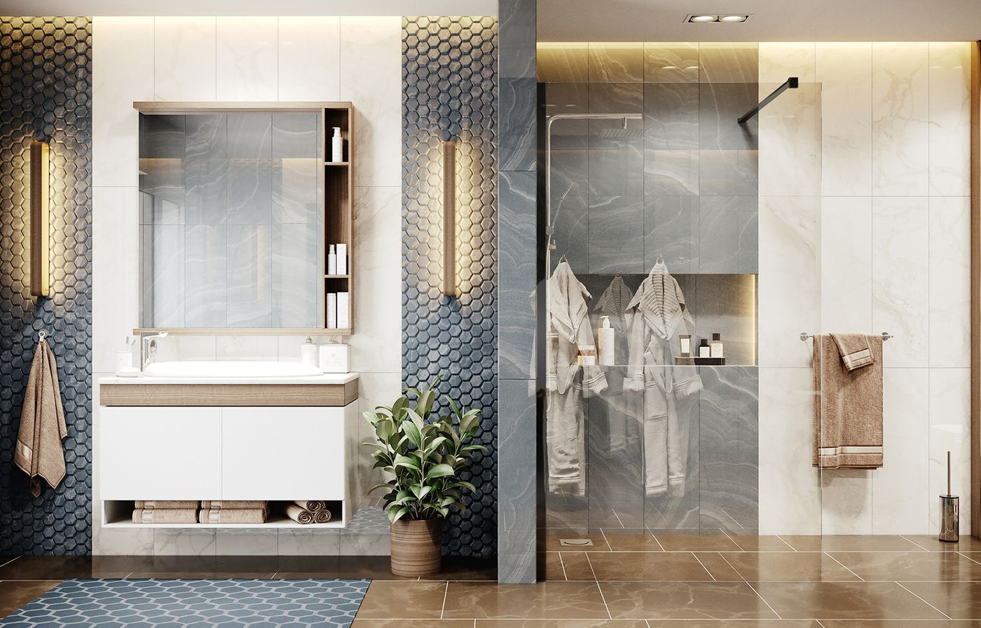 Душевая перегородка Ambassador Walk-in 15031111-ST3, свободный вход, линейный трап, 110см