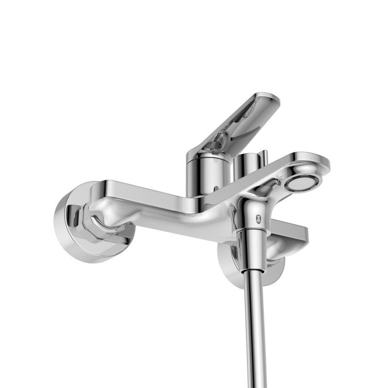 UNIQUE Смеситель для ванны и душа в комплекте с ручным душем, шлангом и держателем, хром UNIQUE-VASM-CRM, артикул UNIQUE-VASM-CRM
