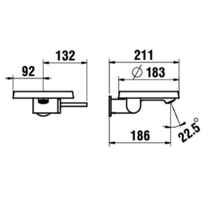 Laufen Kartell Смеситель для раковины настенный, на 1 отв, излив 186мм, цвет: хром