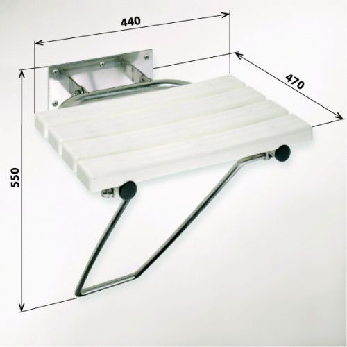 HELP Откидное сиденье для душа с опорной ножкой, глянец