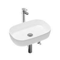 Комплект 4 в 1 Lavinia Boho Bathroom Sink Slim 21510216, накладная фарфоровая раковина 54 см, смеситель с донным клапаном, латунный сифон, угловые вентили 2 шт.
