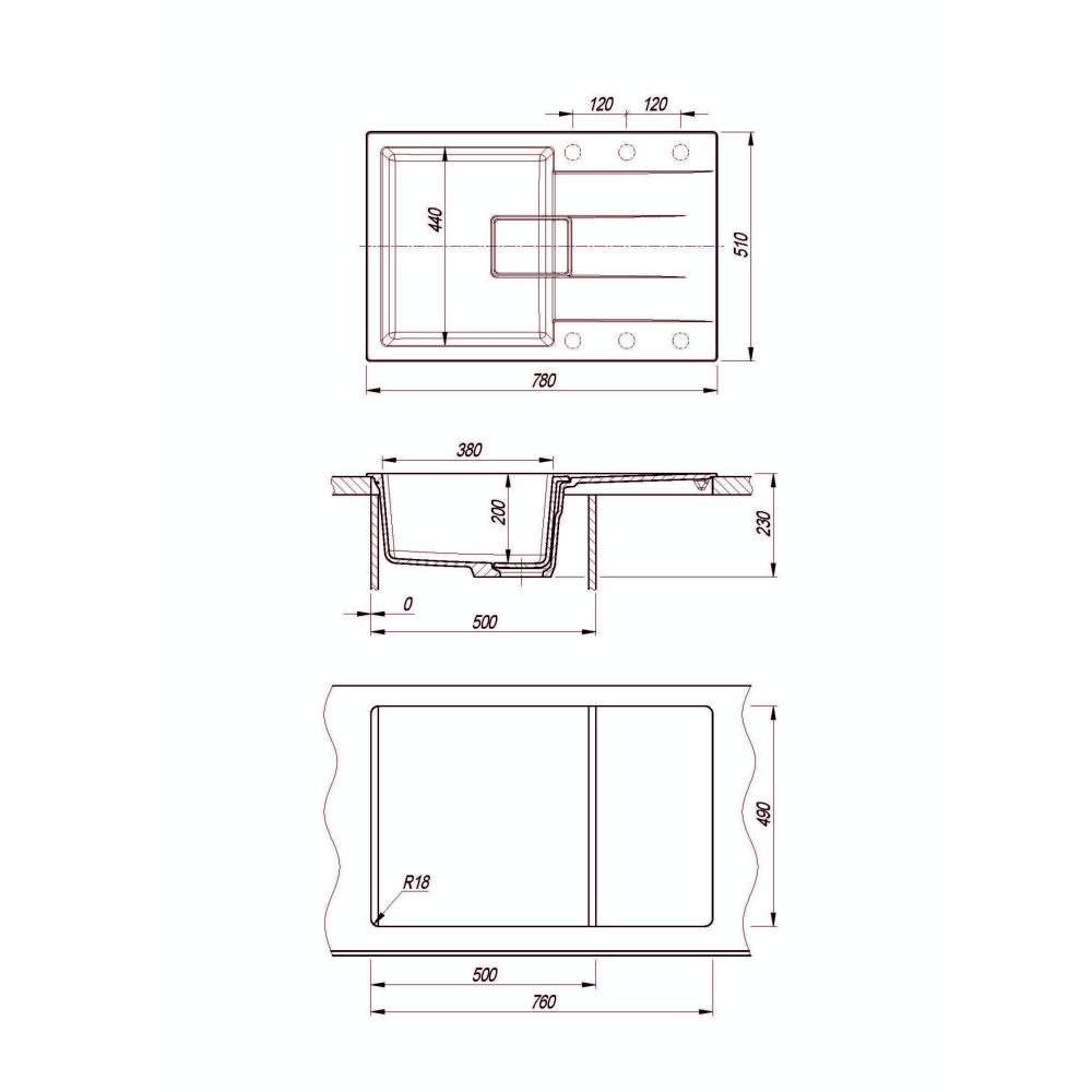 Кухонная мойка Florentina РИВЬЕРА 20.480.C0780.302, антрацит, артикул 20.480.C0780.302