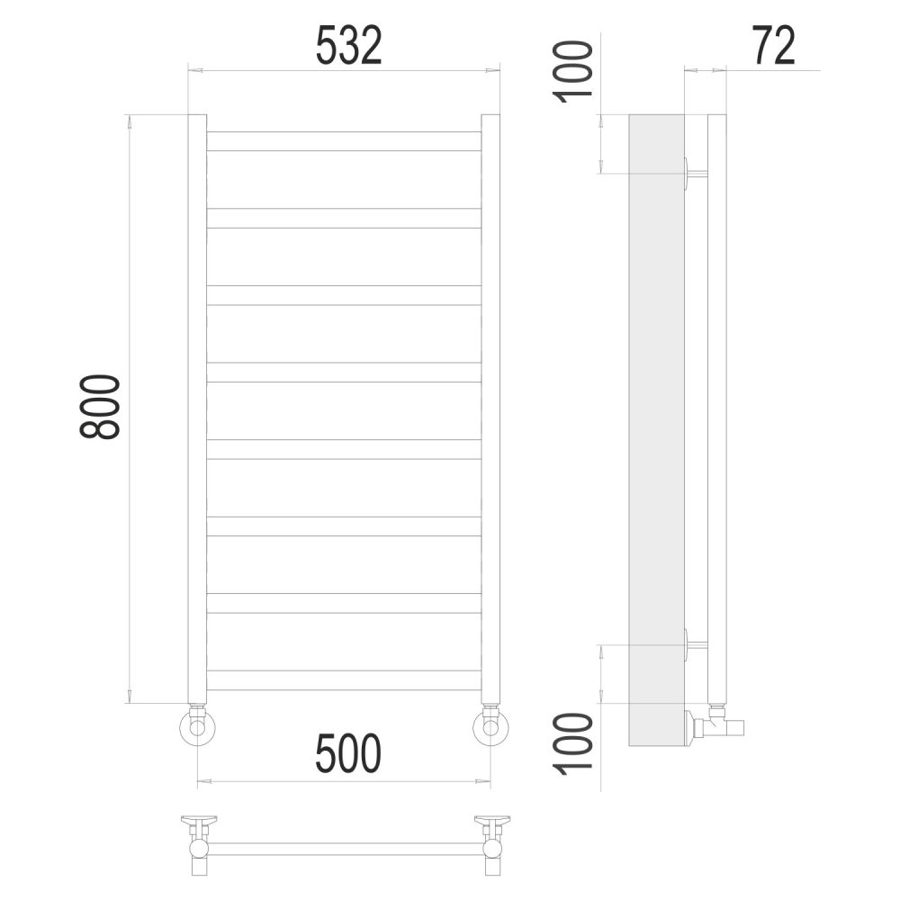 Полотенцесушитель водяной Terminus Аврора П8 50х80, сатин