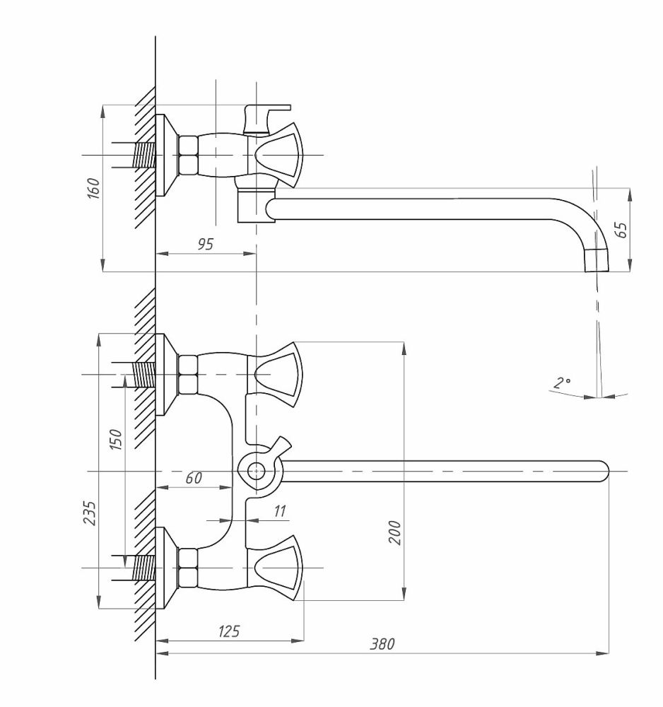 Смеситель для ванны с душем ПСМ-Профсан ПСМ-192-38 КВАДРО тип См-ВУОРНШлА, артикул PSM-192-38