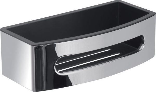 Gedy, решётка прямоугольная 1-уровневая c пластиковым вкладышем (24,2х11,7хh7,5), цвет хром - черный пластик