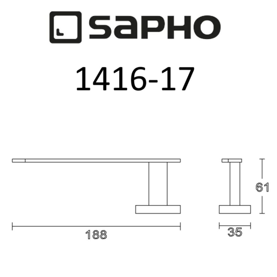 Держатель APOLLO настенный для запасной туалетной бумаги, 188x35x61 мм, хром, Sapho, артикул 1416-17