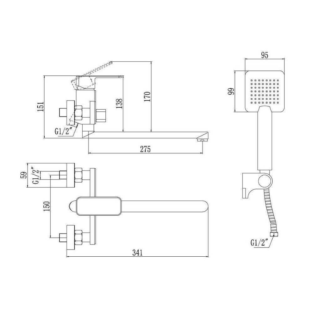 Смеситель для ванны Savol S-600709, хром, артикул S-600709
