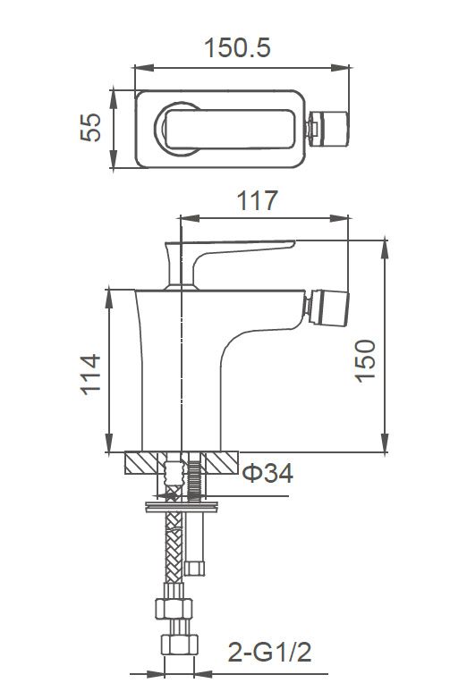 Смеситель для биде WONZON & WOGHAND SHARK, Хром (WW-485001-CR)