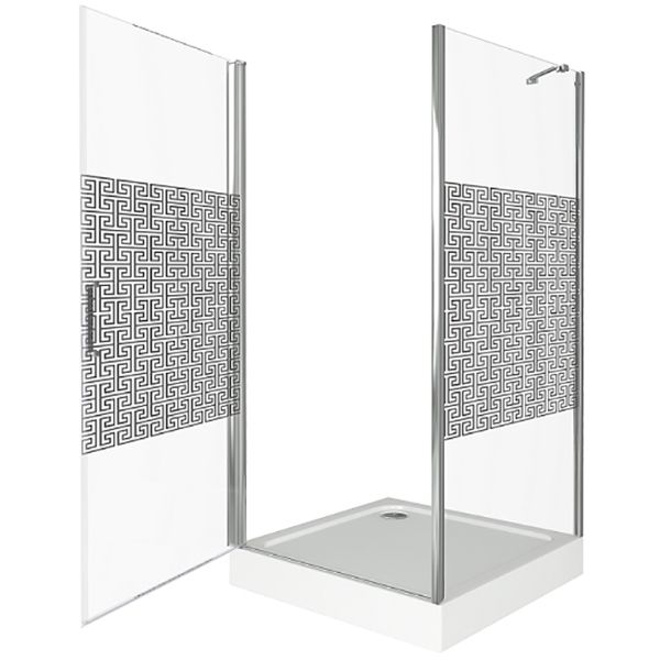 Душевой уголок Good Door Fantasy CR-90-F-CH 90x90 профиль Хром стекло прозрачное с рисунком