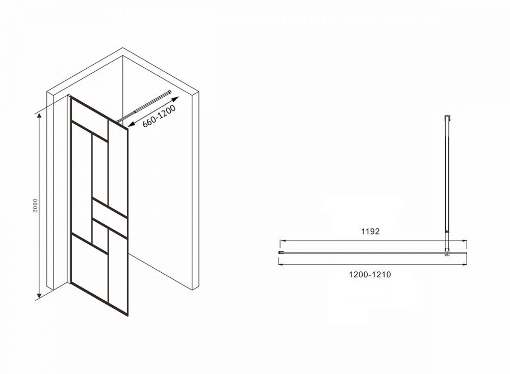 Душевая перегородка ABBER Immer Offen AG63120B Душевая перегородка ABBER Immer Offen AG63120B
