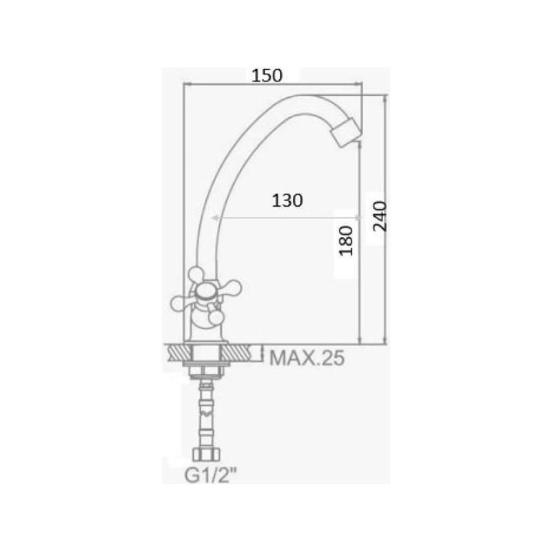 Смеситель для кухни D-Lin D156806-G, хром