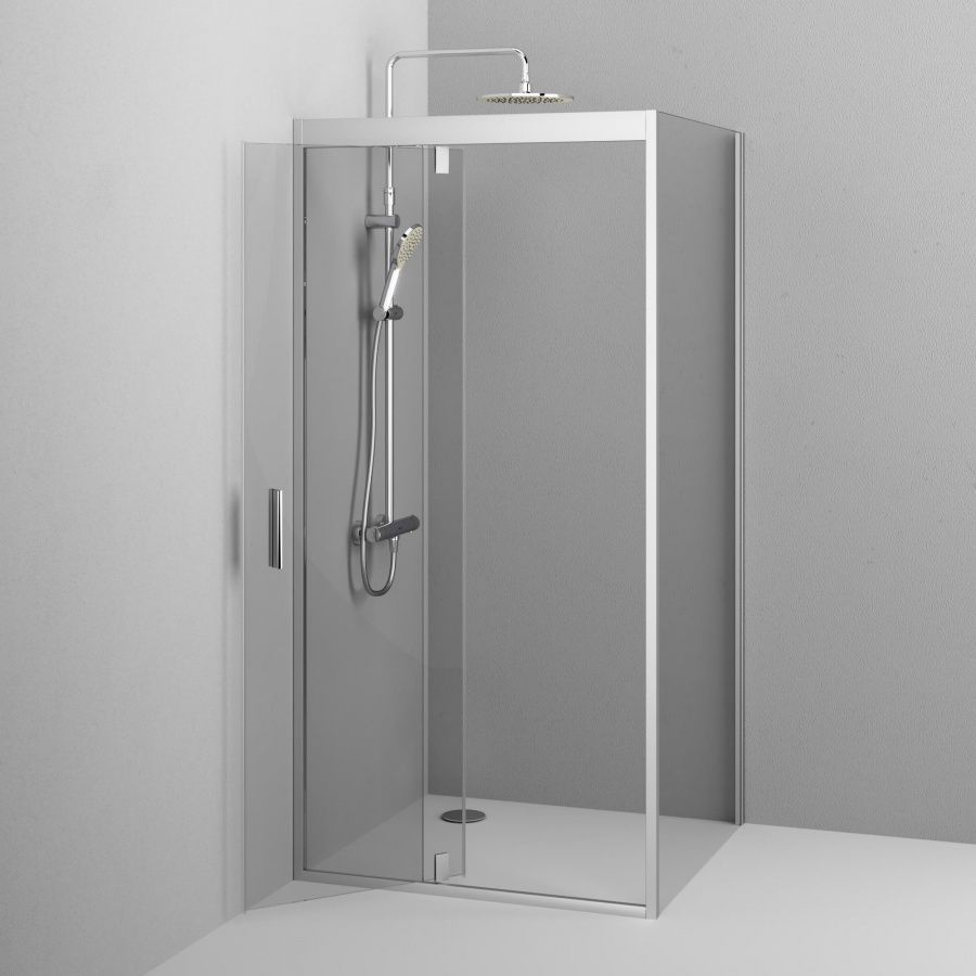 W90G-404-090MT Душевое ограждение Gem Sqare Pivot 90x90 стекло прозрачное, профиль матовый хром, без