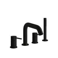 GESSI 316 Смеситель на борт ванны на 4 отв. с изливом и ручным душем, Black XL