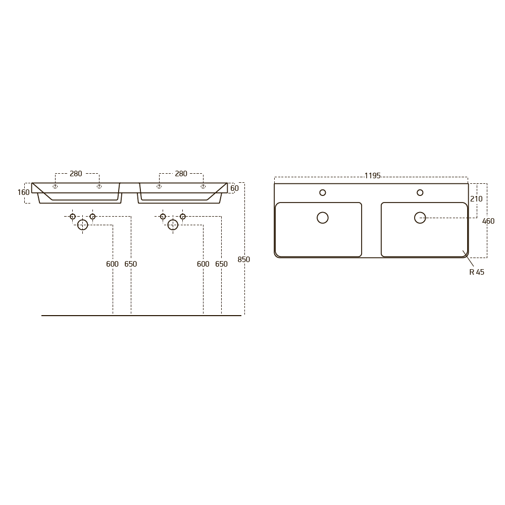 Умывальник мебельный 120 см LUXURY (для Skansen)