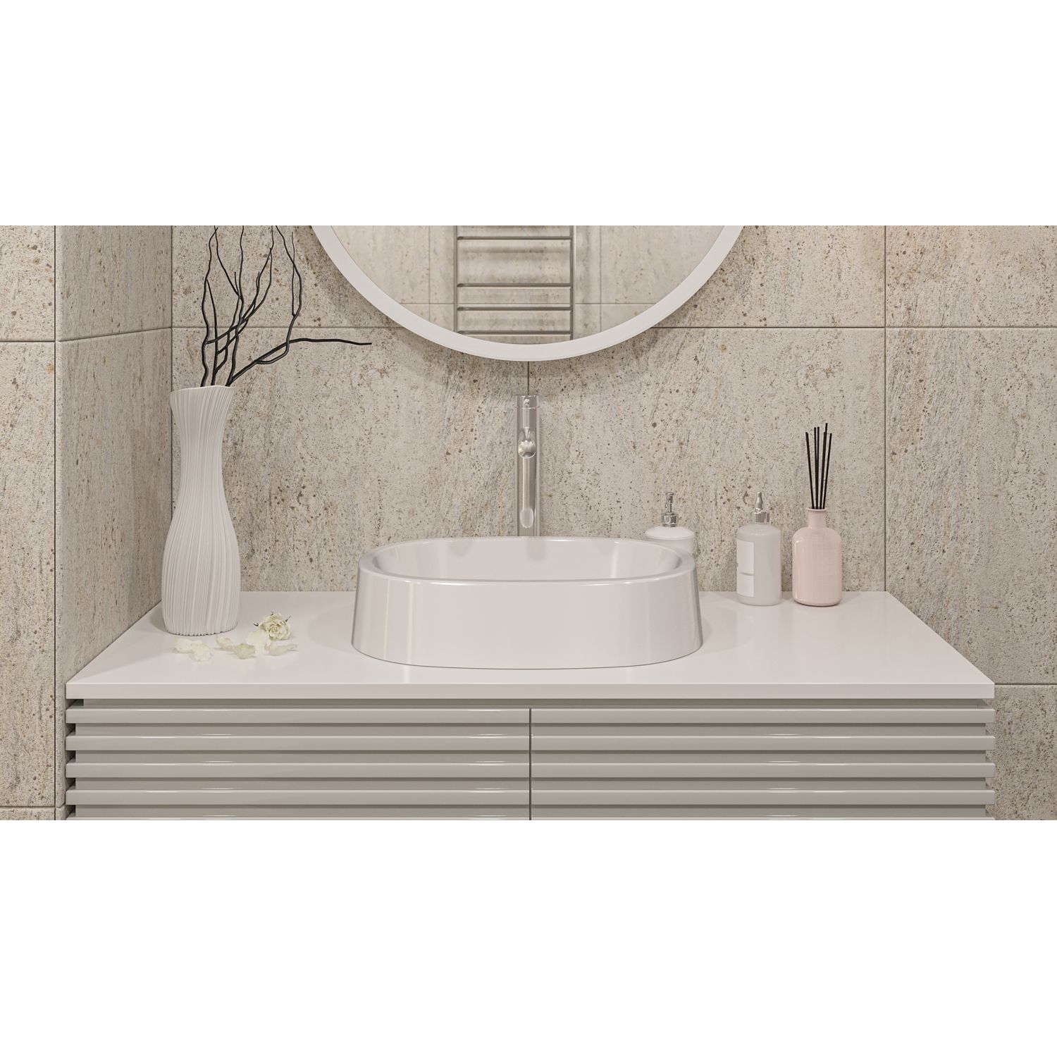 Умывальник WHITECROSS Obsidian A 50x35 (белый глянец) иск. камень