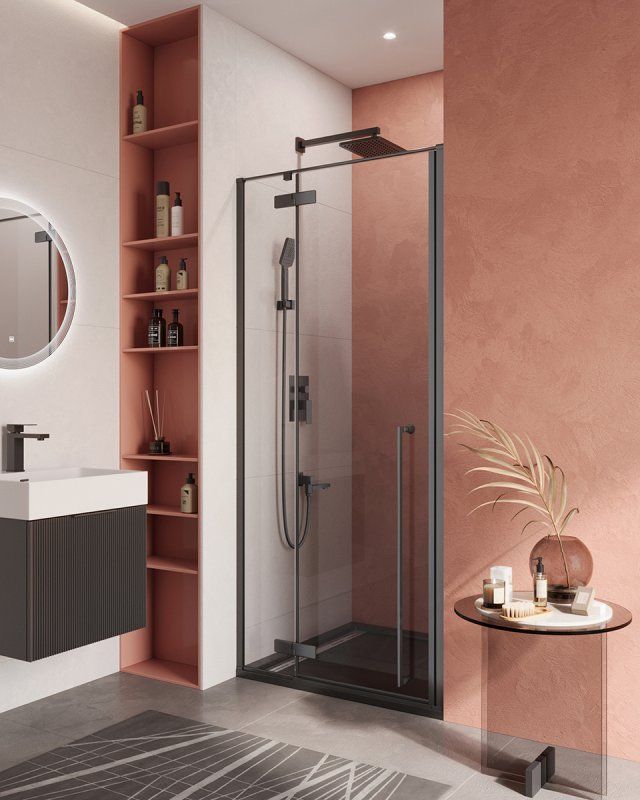 LINER-B-12-90-C-NERO-L Душевая дверь, артикул LINER-B-12-90-C-NERO-L