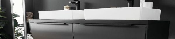 Puris Rounds, столешница под накладную раковину для тумбы 920 мм, цвет серый космос матовый