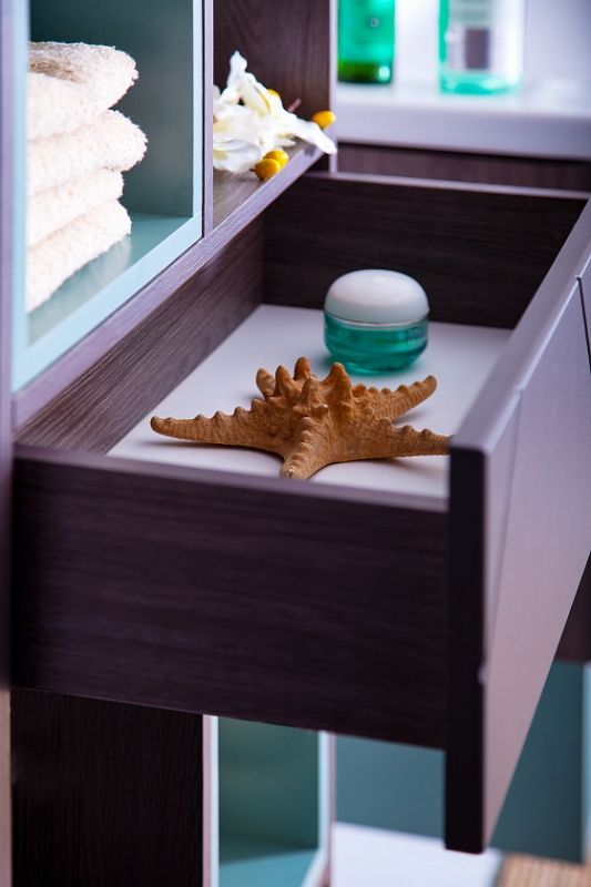 Шкаф пенал Бриклаер Кристалл 60 подвесной Ясень Анкор темный Муссон