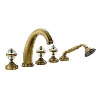 CRISTALIA См-ль на борт ванны, на 5 отв., ручки CRYSTAL, бронза